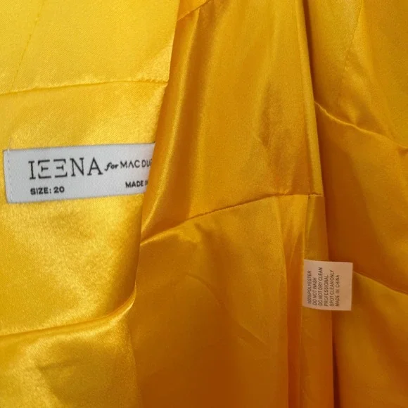 Ieena for Mac Duggal 55793 Buttercup Yellow Chiffon A-Line Gown Slit NWT Size 20